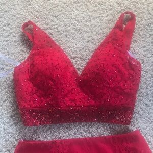 Beautiful bright red two piece homecoming dress